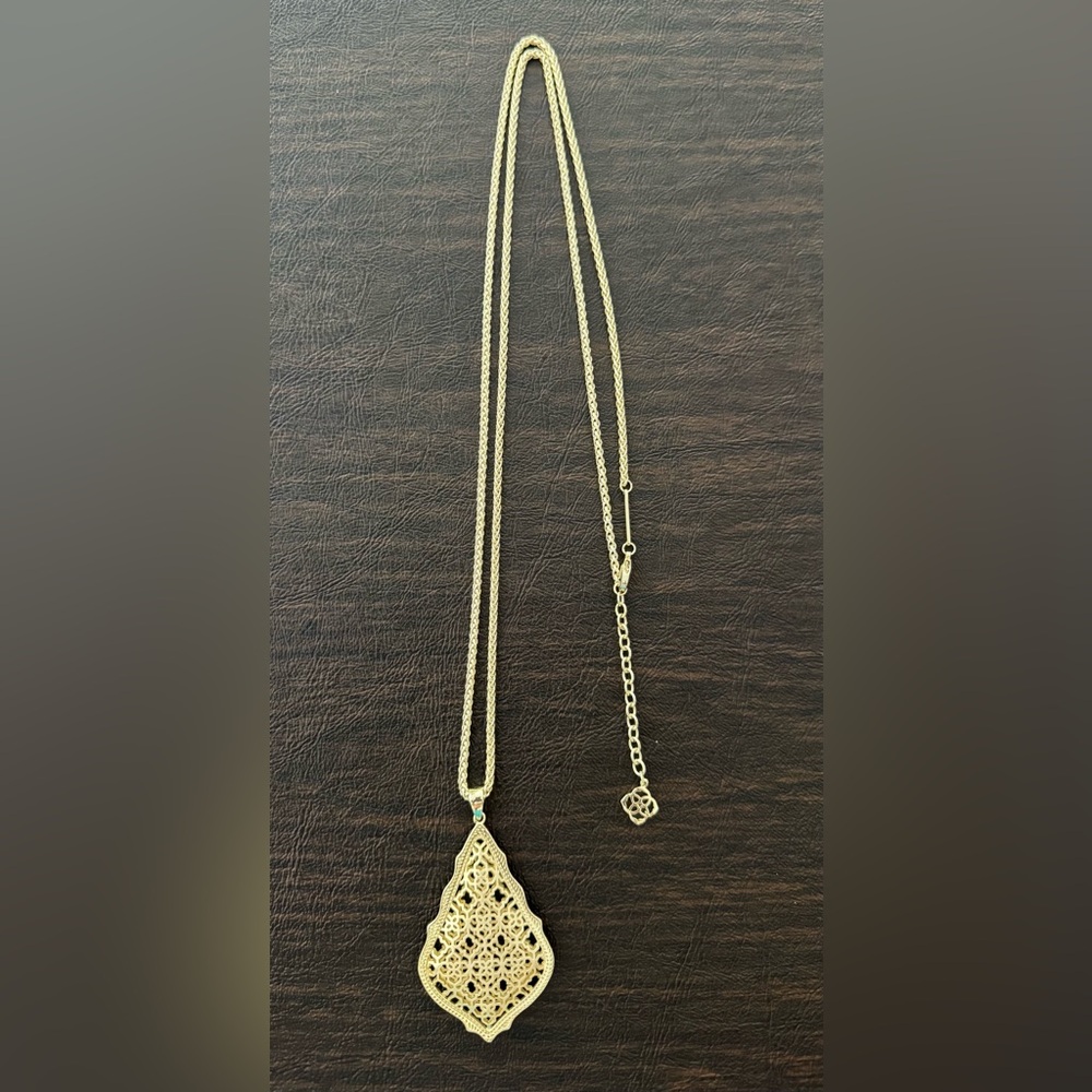 Kendra Scott Branded Goldtone Filigree Pendant Necklace